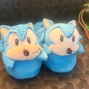 Blue Sonic the Hedgehog Plush Slippers